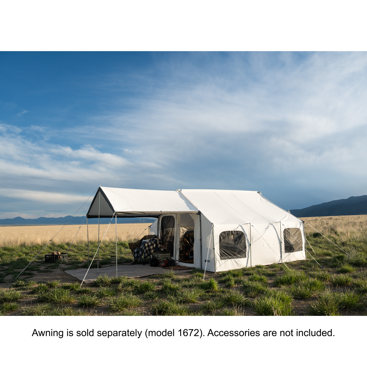 Kodiak Canvas Glamping Tent side view with awning