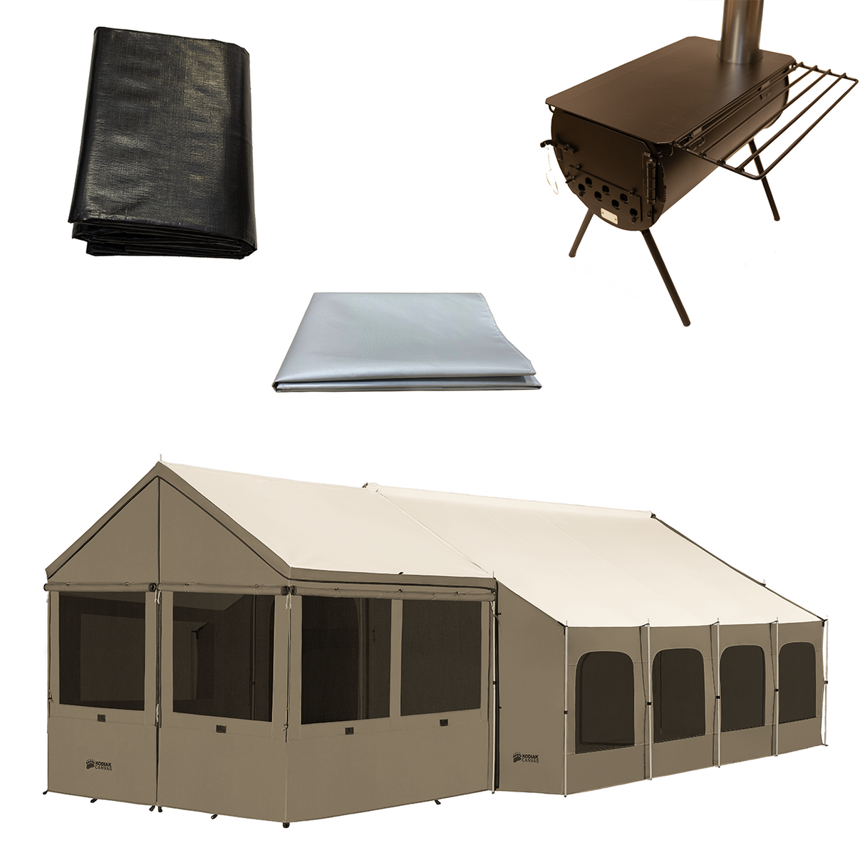 12x16 Cabin Lodge and Stove Bundle